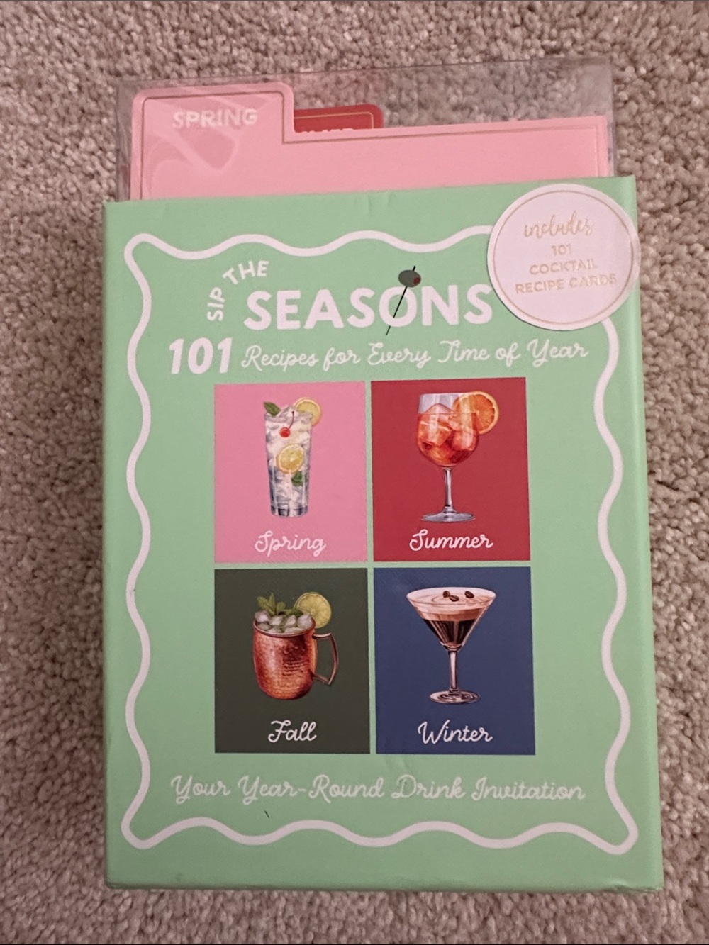 101 Cocktail Recipe Cards - Pastel Green & Pink